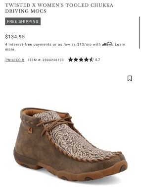 Twisted X Women's Brown Leather Ankle Boot with Cream Patterned Vamp